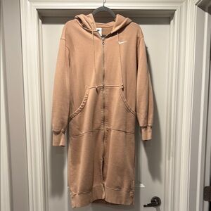 Nike Tan Hooded Zip-Up Long Sweatshirt
